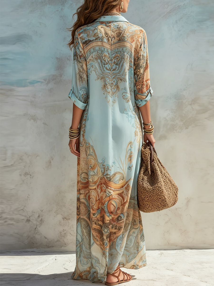 Lorna| Vestido tipo camisa Mediterráneo