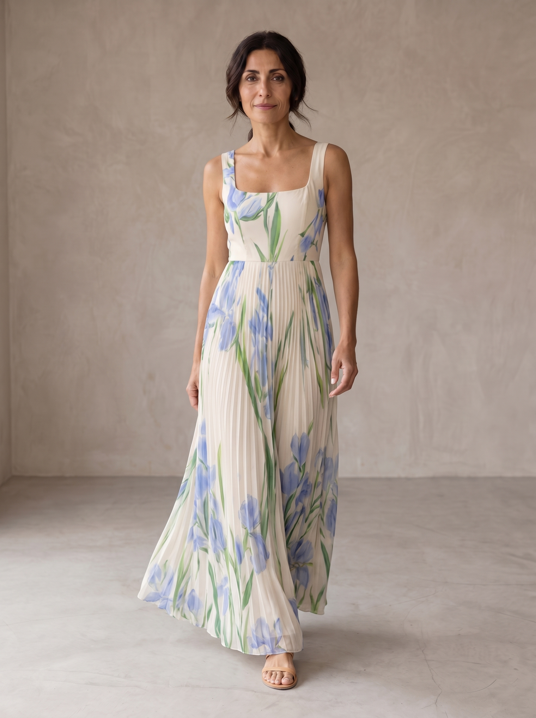 Oriah | Vestido largo de corte A con estampado floral